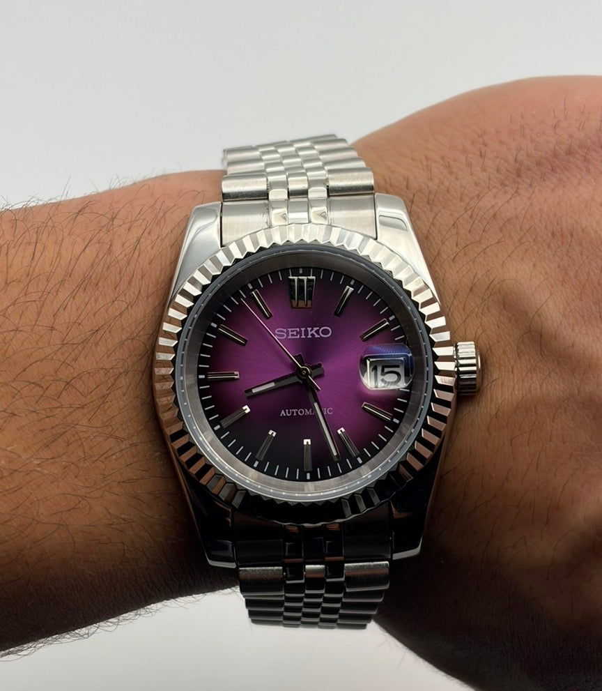 Datejust Purple Textured Dial Seiko Mod — Au poignet