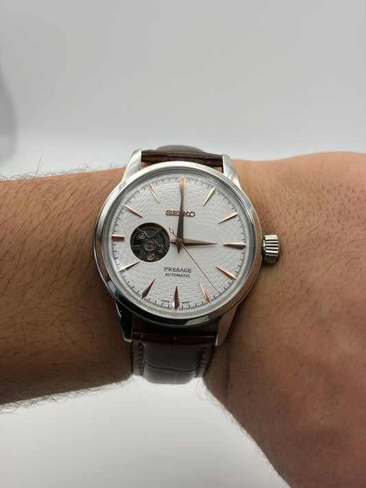 Presage Brown & Rose Gold Seiko Mod — Détail cadran