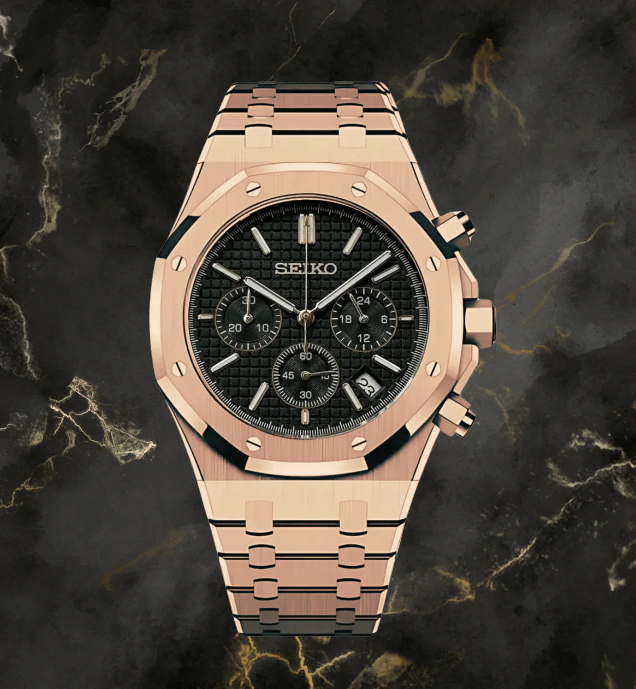 Seiko Mod Royal Oak Rose Gold Chronograph