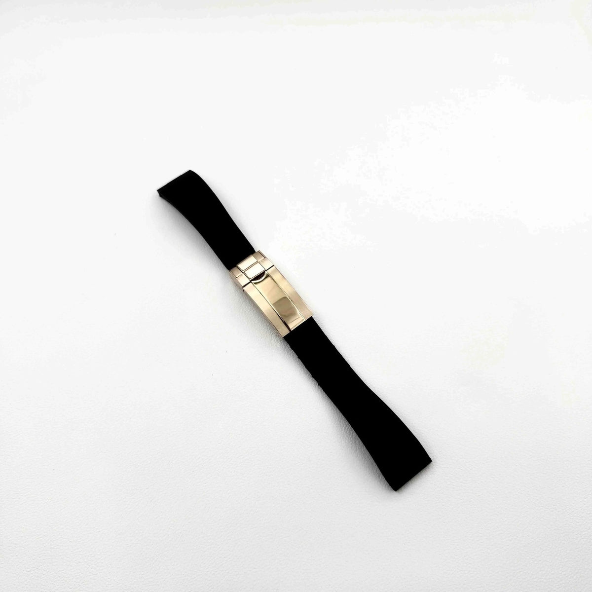 Bracelet Style Oysterflex 20 mm Noir, Boucle Or Rose, vue de face
