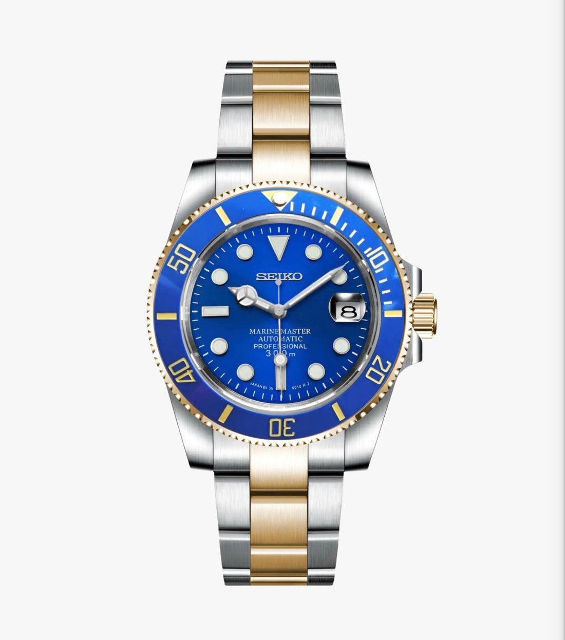 Seiko Mod Submariner Two Tone Gold & Blue