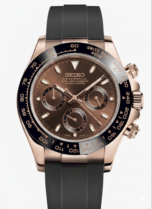 Seiko Mod Daytona Rose Gold and Brown
