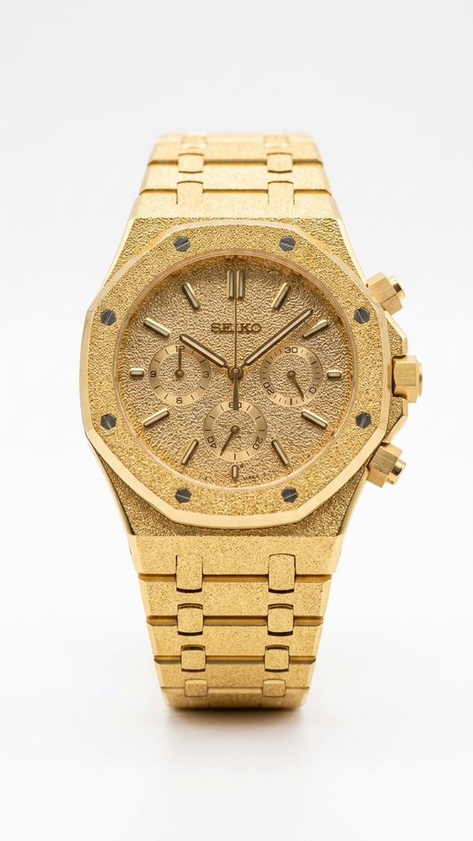 Seiko Mod Royal Oak Chronograph Frosted Gold