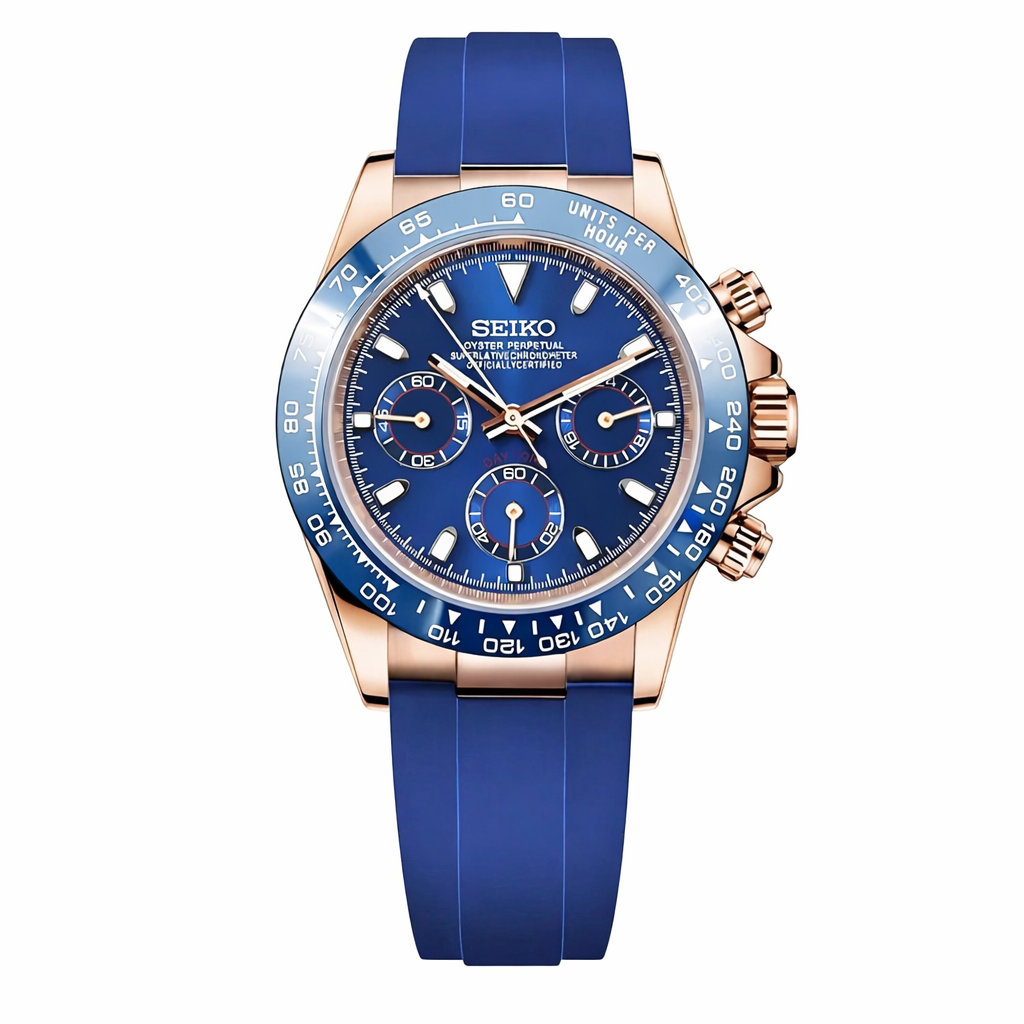 Daytona Blue & Yellow Gold - l Mod Seiko Mod — Vue de face