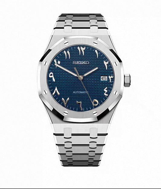 Royal Oak Blue Arabic Numerals Seiko Mod — Vue de face