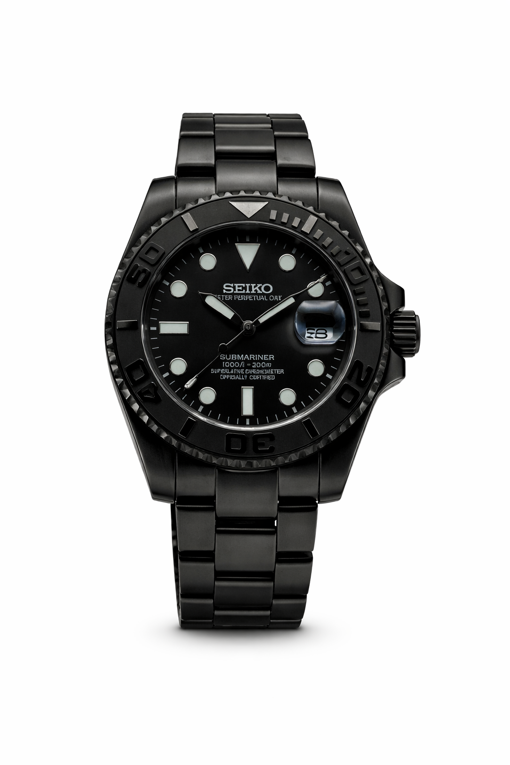 Submariner Triple Black Seiko Mod — Vue de face