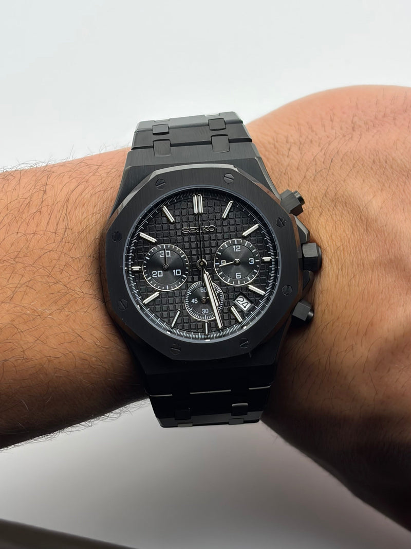 Seiko Mod Royal Oak Chronograph Triple Black