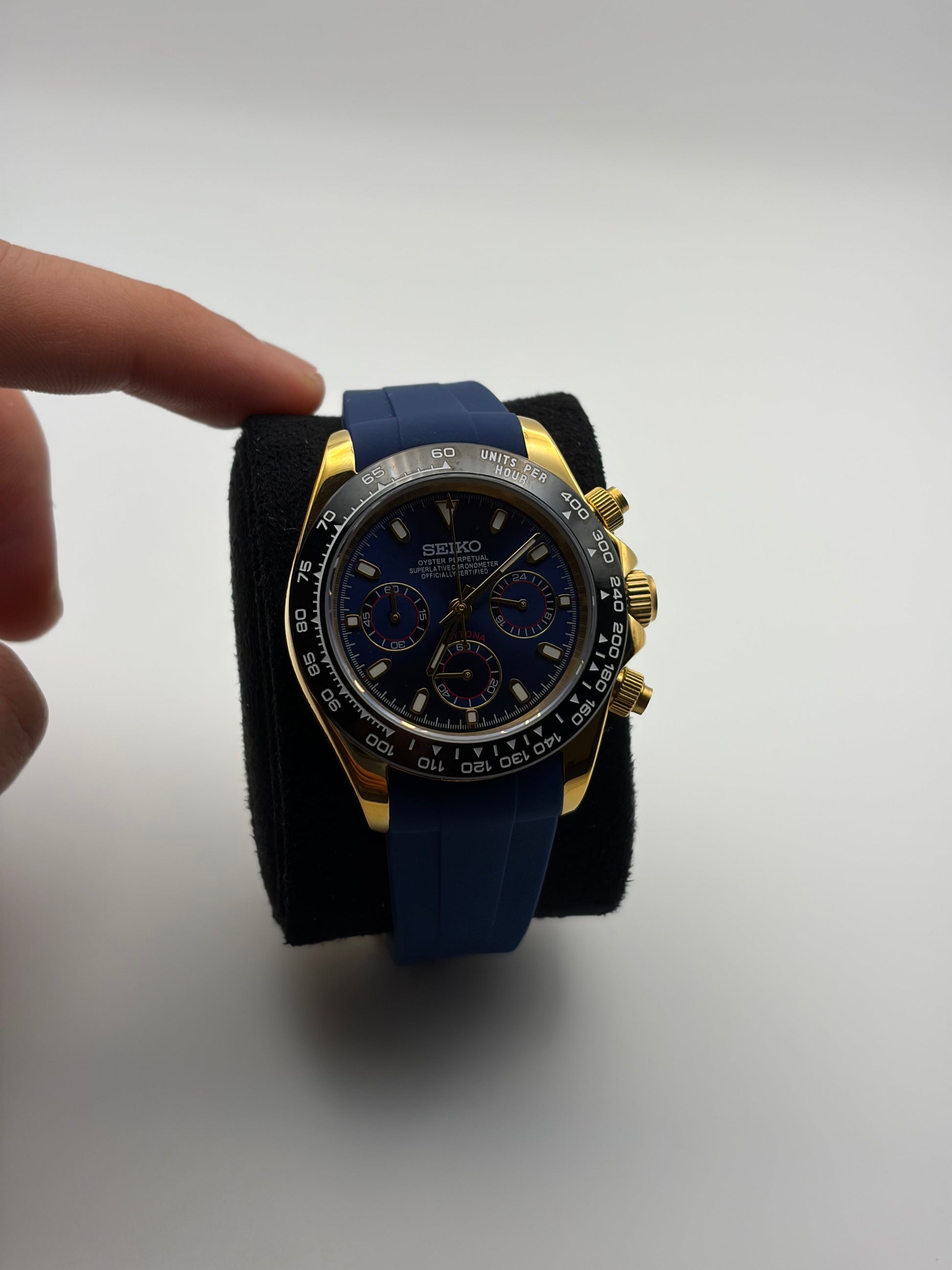 Daytona Blue & Yellow Gold - l Mod Seiko Mod — Vue de profil