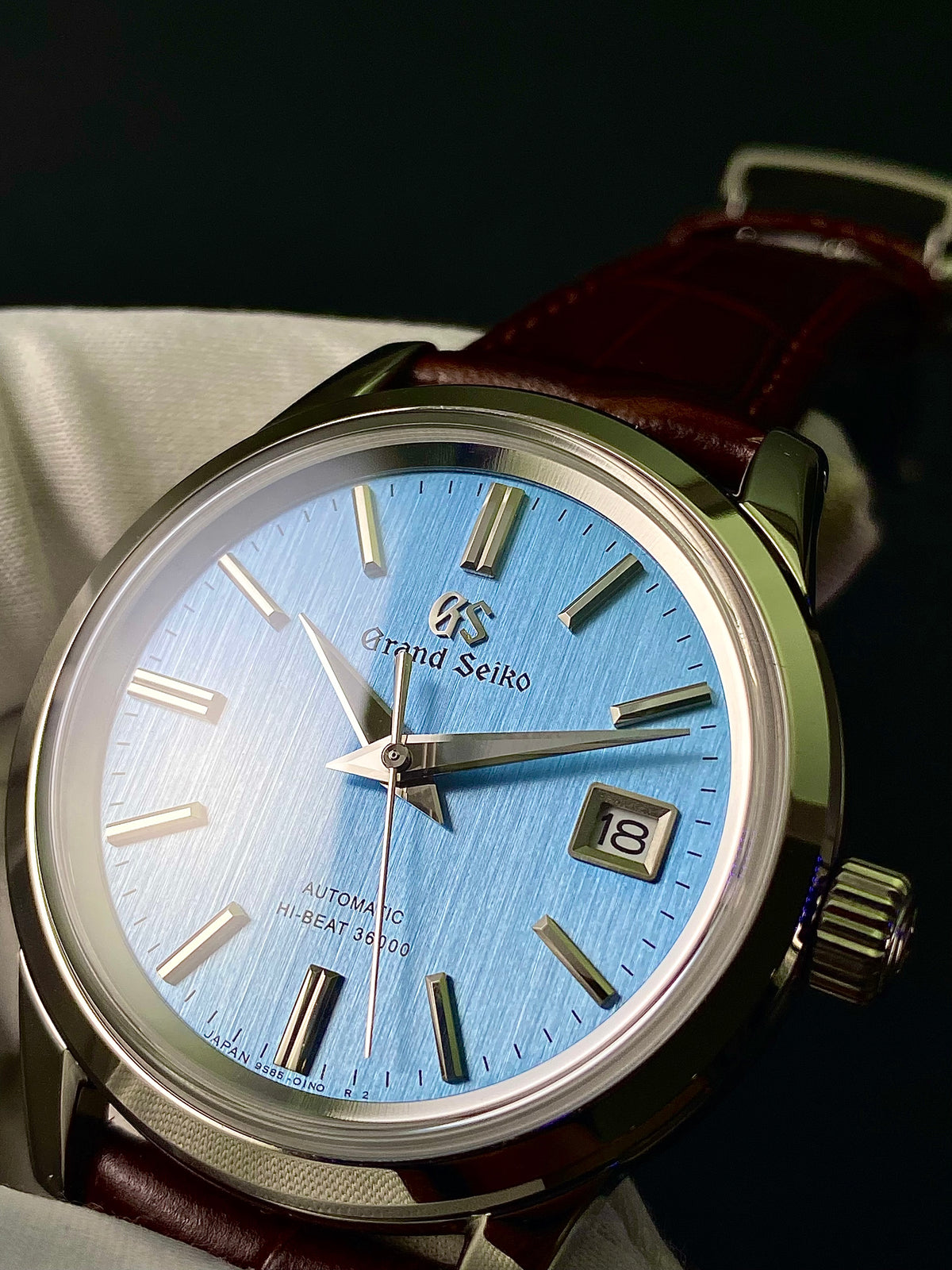 Seiko Mod Grand Seiko Ice Blue and Brown Leather