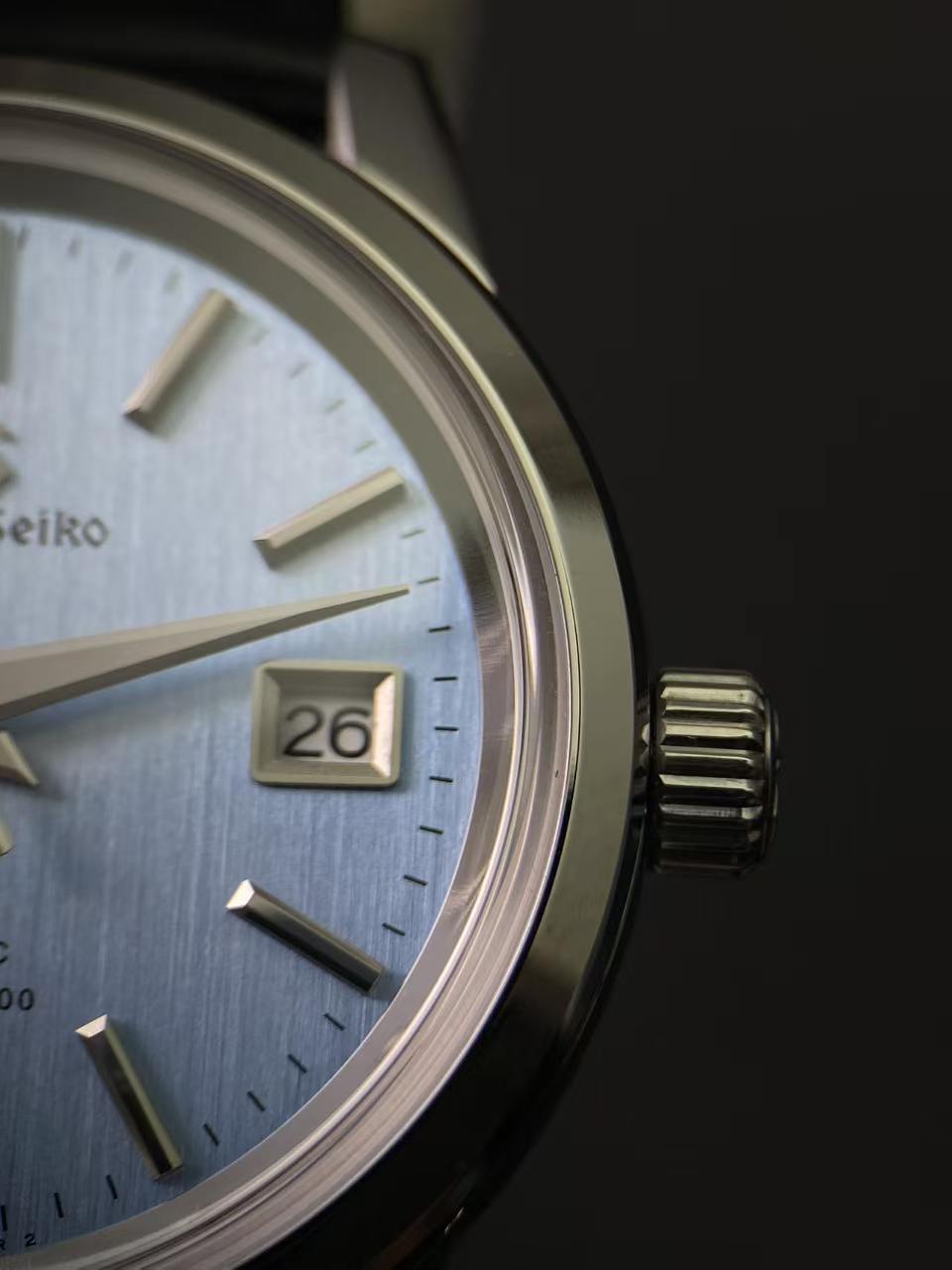Seiko Mod Grand Seiko Ice Blue and Brown Leather