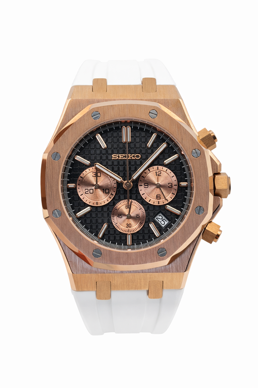 Royal Oak Chronograph White Strap Seiko Mod — Vue de face