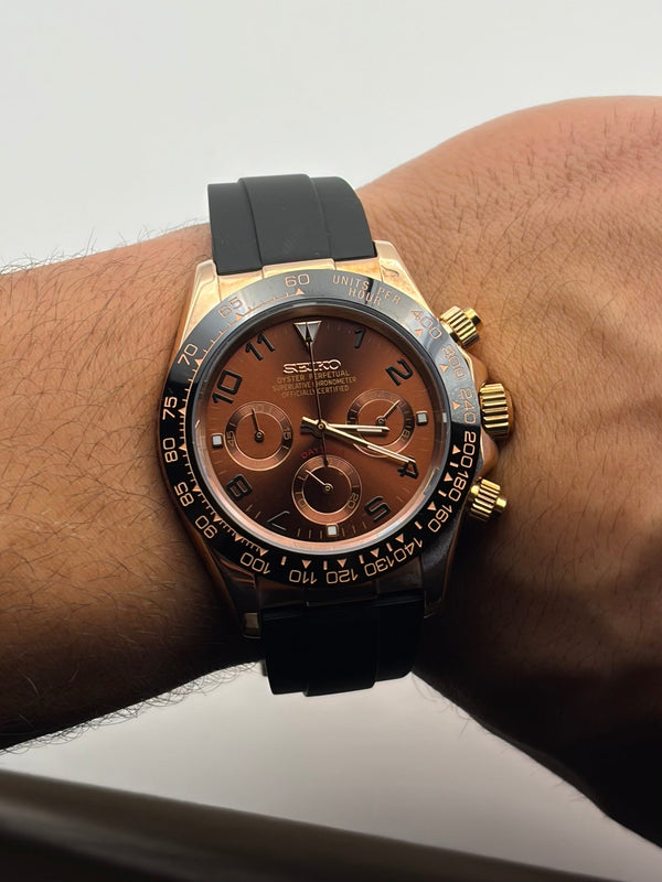 Seiko Mod Daytona Rose Gold & Brown