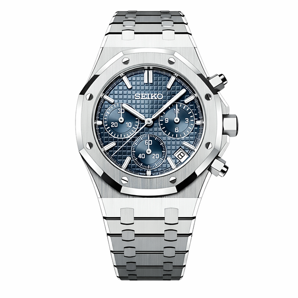 Royal Oak Blue Chronograph Seiko Mod — Vue de face
