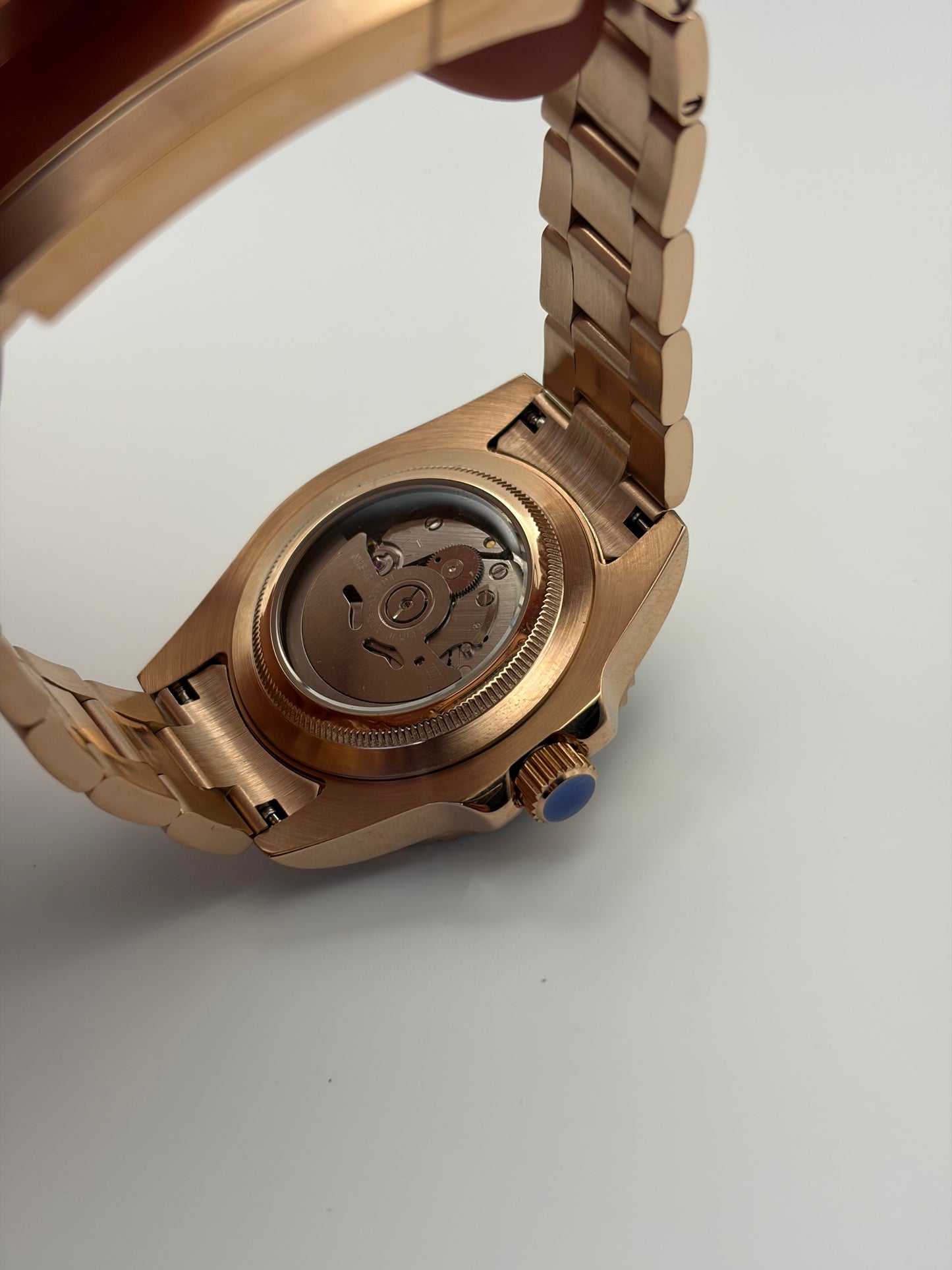 GMT Rootbeer Or Rose Seiko Mod - Détail bracelet - Verre saphir