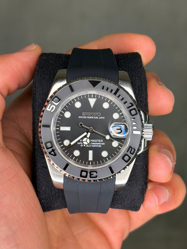 Seiko Mod Yacht Master Silver & Black Oysterflex
