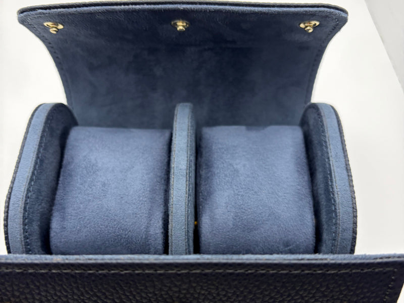 Double Watch Case — Premium Blue Leather