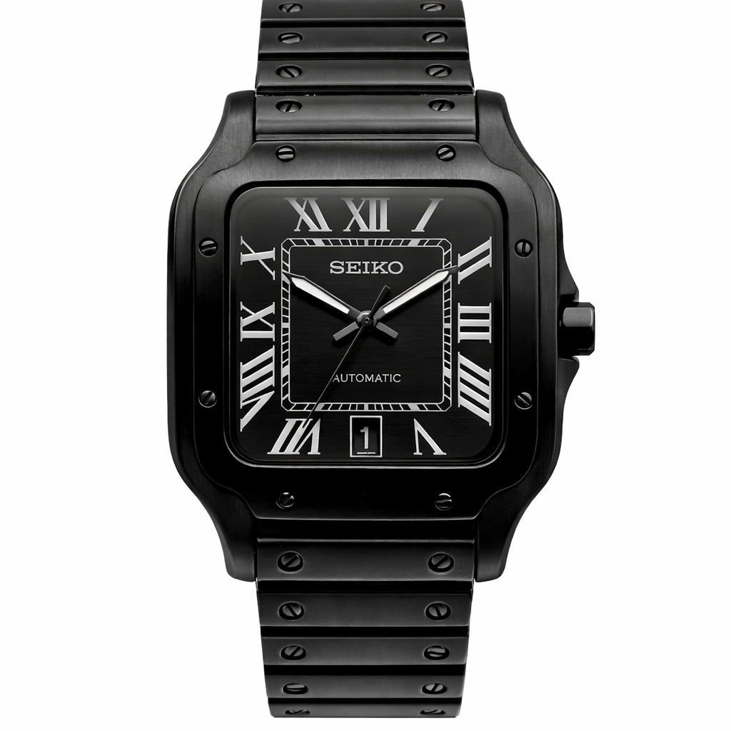 Santos Triple Black Seiko Mod — Vue de face