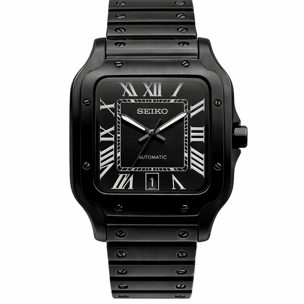 Santos Triple Black - Mod Seiko Mod - Vue de face - Seiko Prestige