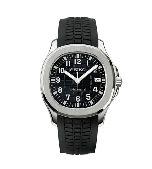 Black and silver Aquanaut Seiko Mod — Vue de face