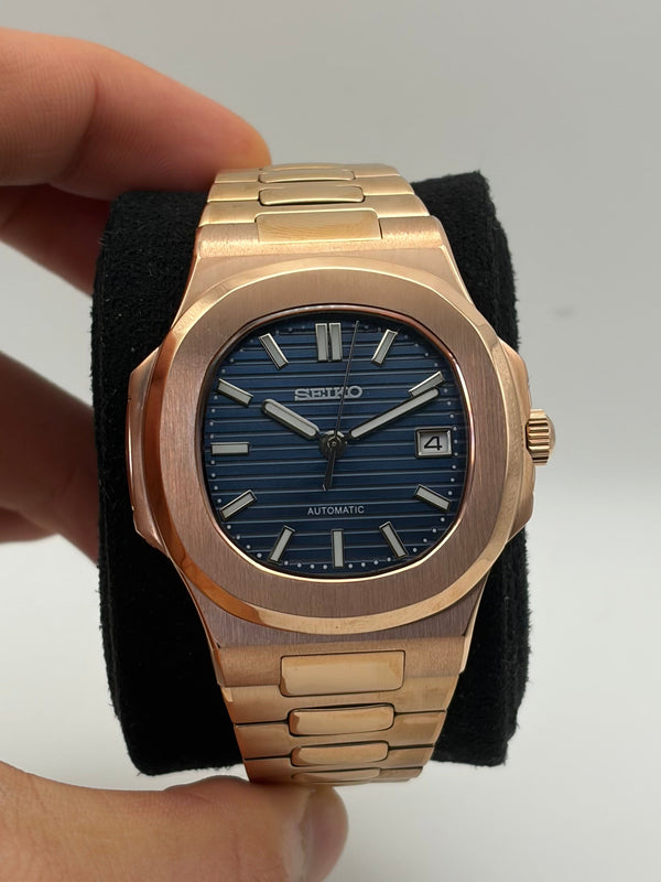 Seiko Mod Nautilus Rose Gold Midnight Blue