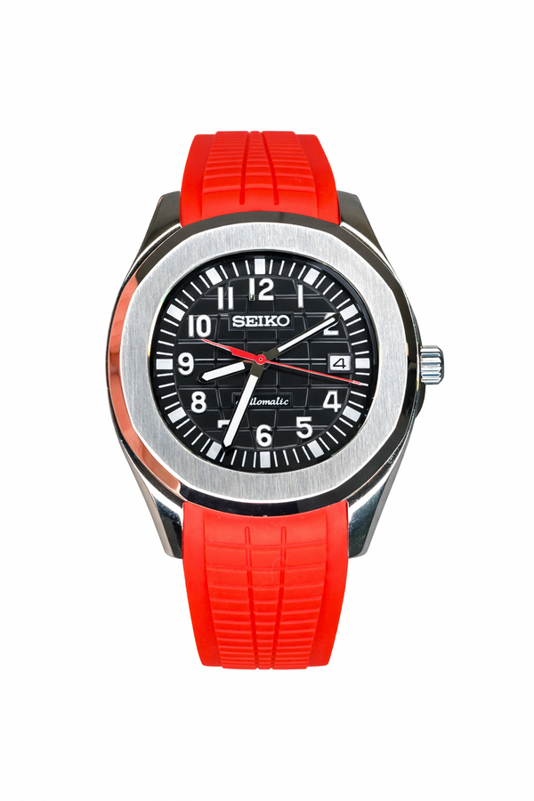 Aquanaut rouge volcan Seiko Mod - Vue de face - Seiko Prestige