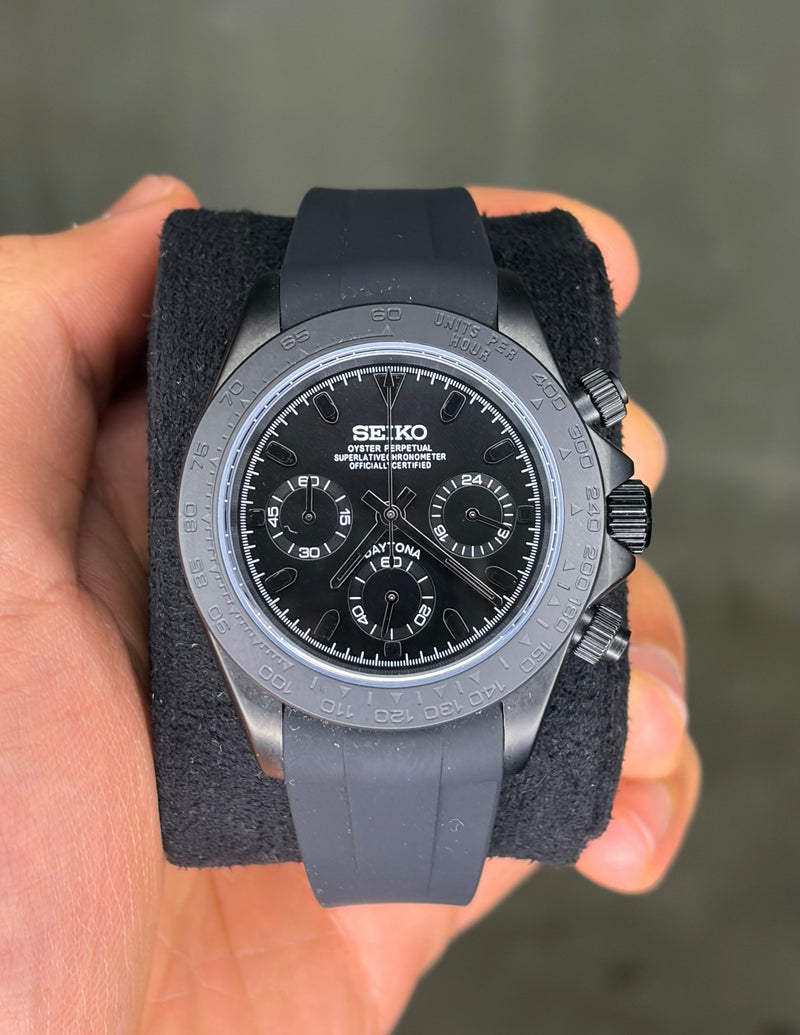 Seiko Mod Full Black Oysterflex Daytona