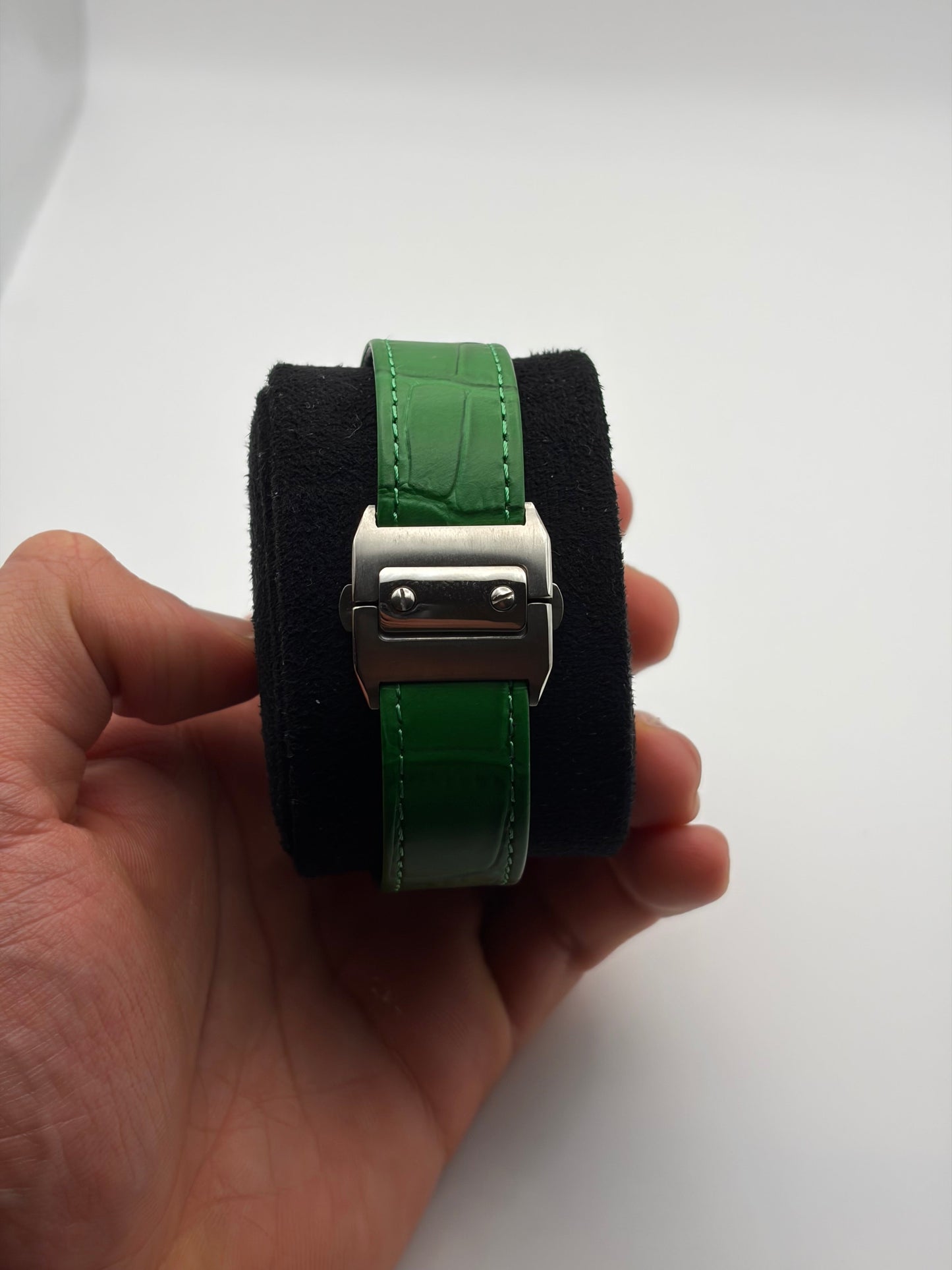 Bracelet en cuir vert Santos Seiko Mod - Vue profil - Seiko Prestige France