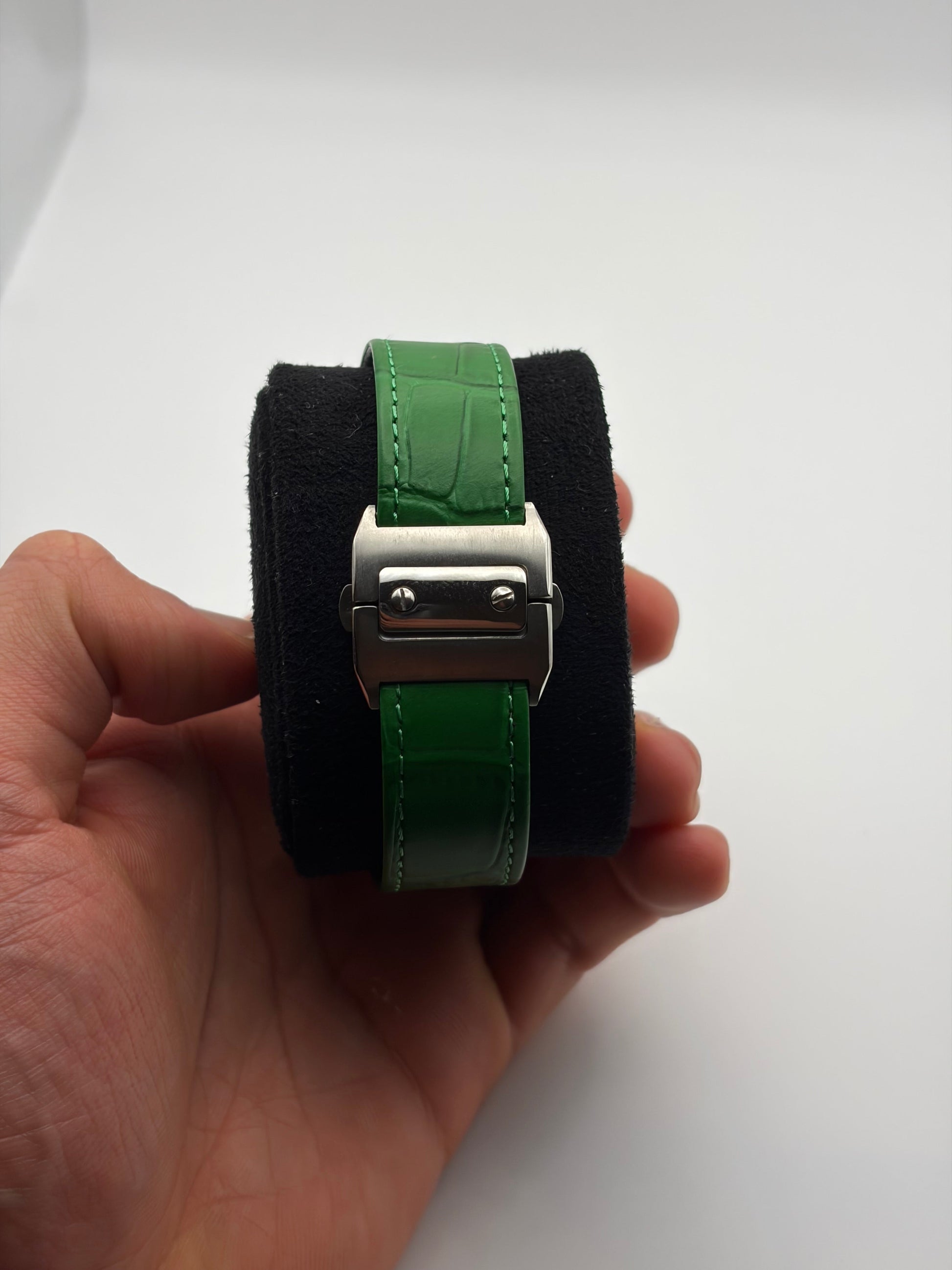 Bracelet en cuir vert Santos Seiko Mod - Vue profil - Seiko Prestige France