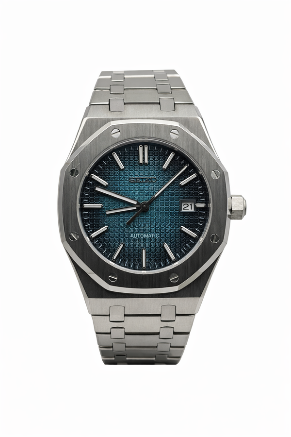Royal oak blue jazz fade dial Seiko Mod — Vue de face