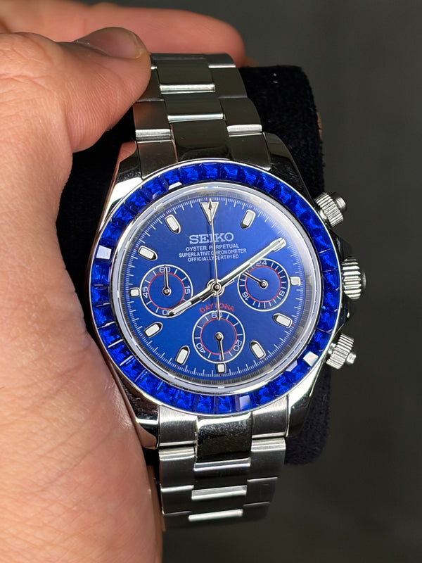 Seiko Mod Daytona Sapphire Bezel Blue Dial
