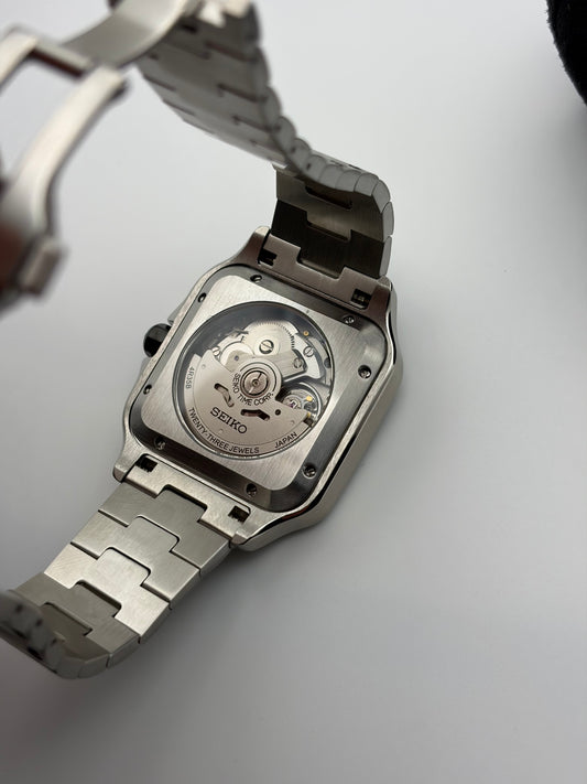 Santos White Dial Seiko Mod — Détail cadran