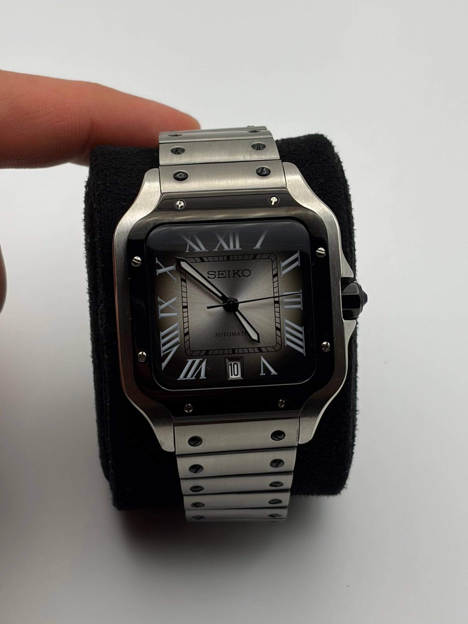 Santos Smoke Dial Seiko Mod — Détail cadran