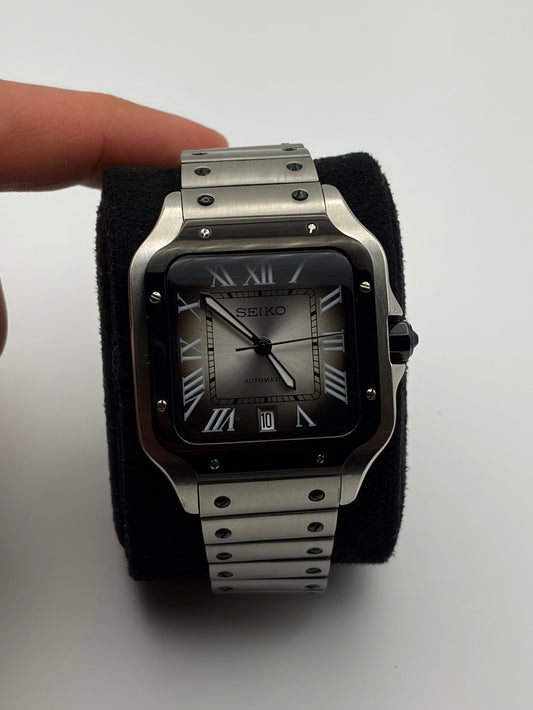 Santos Smoke Dial Seiko Mod — Détail cadran
