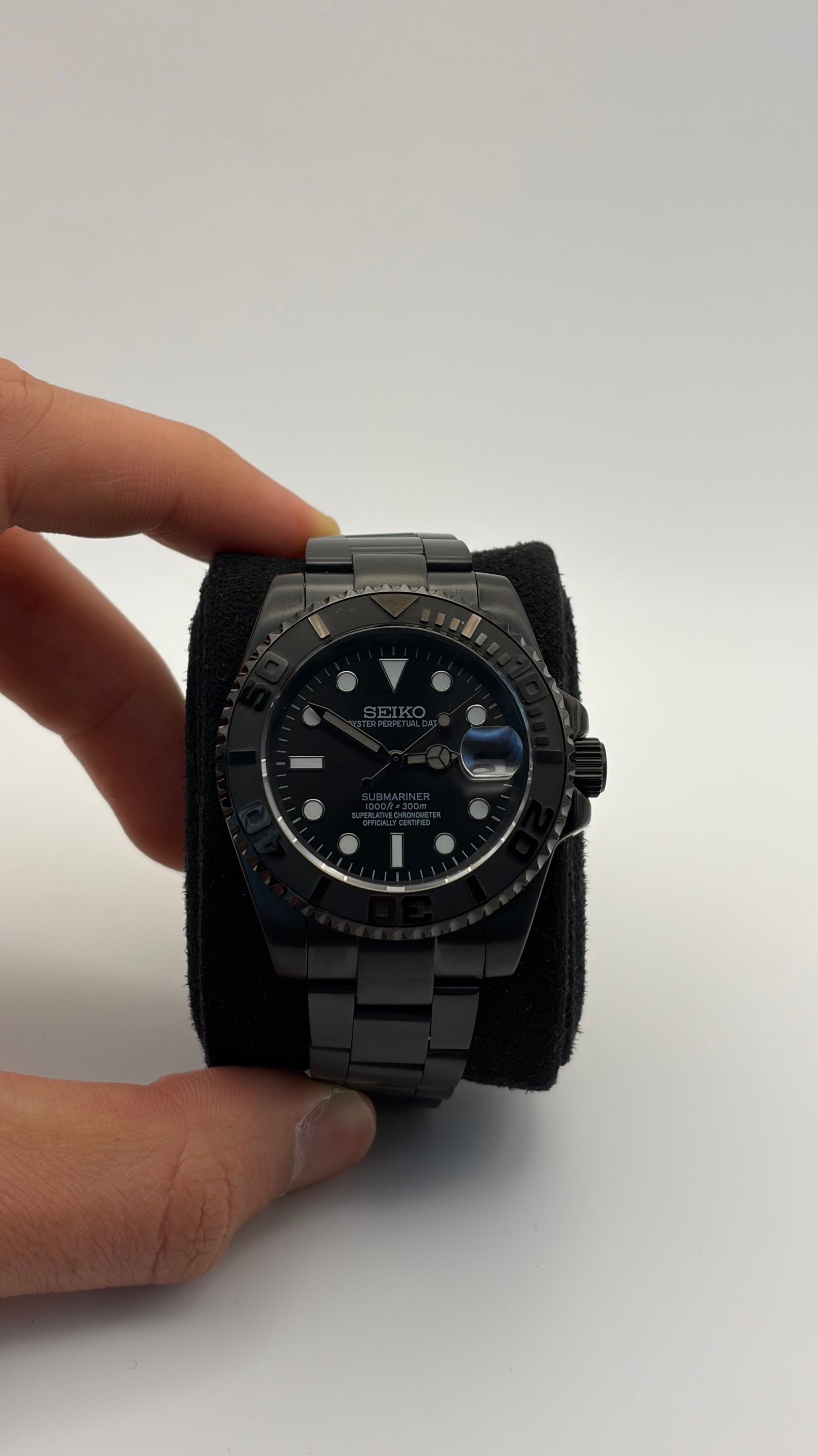Submariner Triple Black Seiko Mod — Détail cadran