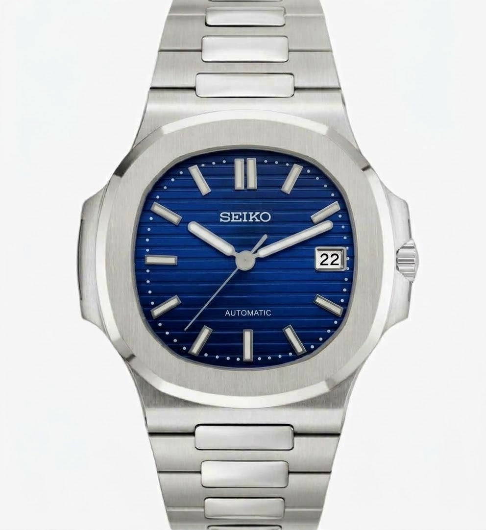 Seiko Mod Nautilus Blue