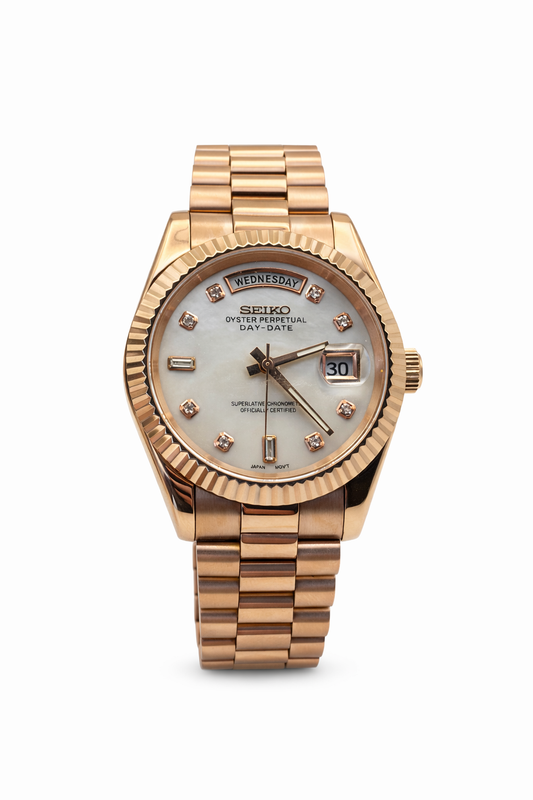 Daydate Pearl Diamond Dial - Mod Seiko Mod - Vue de face - Seiko Prestige