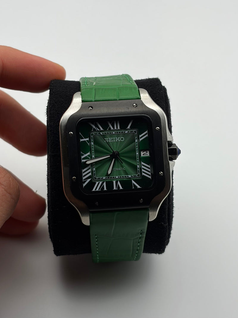 Bracelet en cuir vert Santos - Seiko Mod