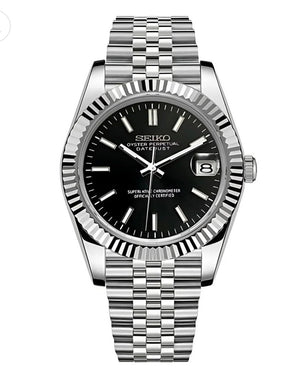 Datejust Black Dial Seiko Mod — Vue de face