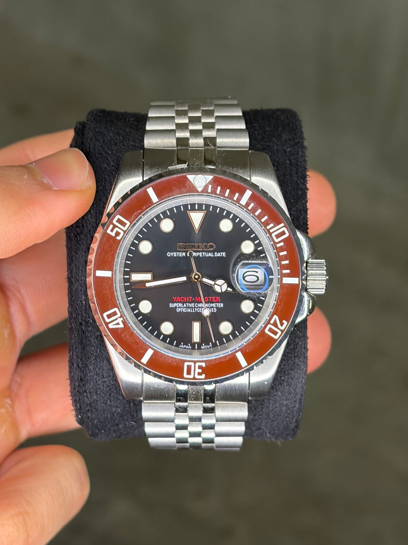 Seiko Mod Yacht Master maroon bezel