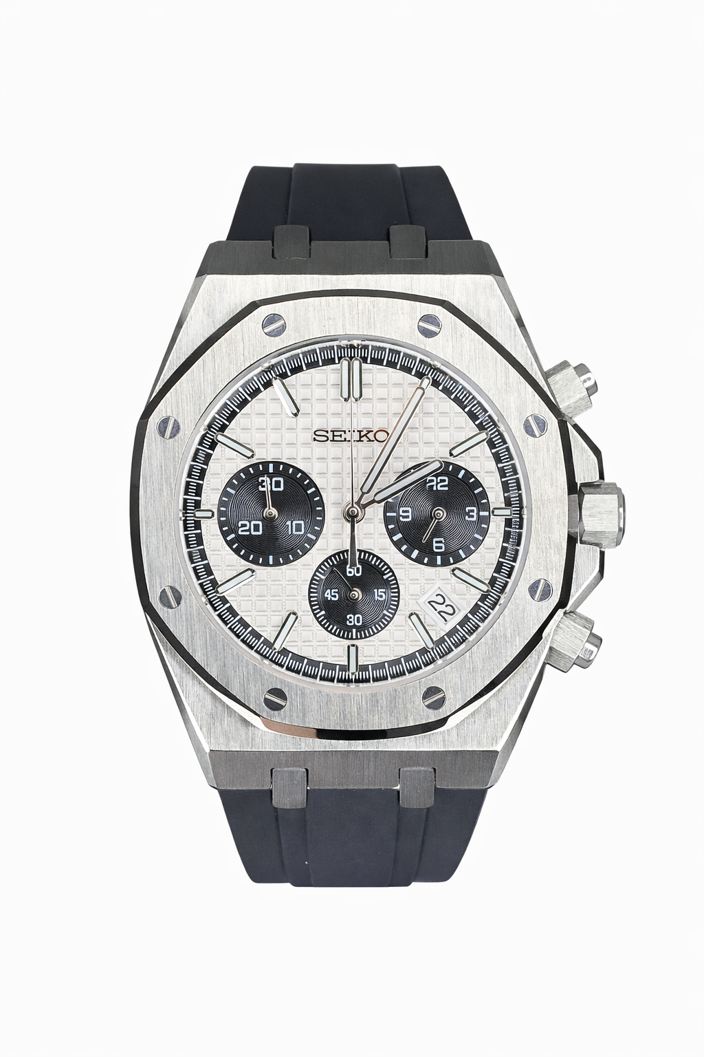 Silver Royal Oak Chronograph Seiko Mod — Vue de face