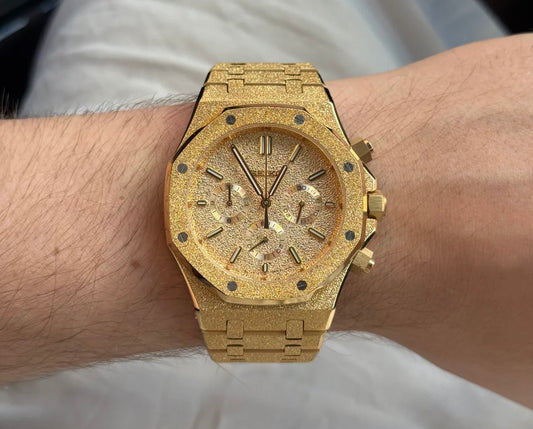 Seiko Mod Royal Oak Chronograph Frosted Gold