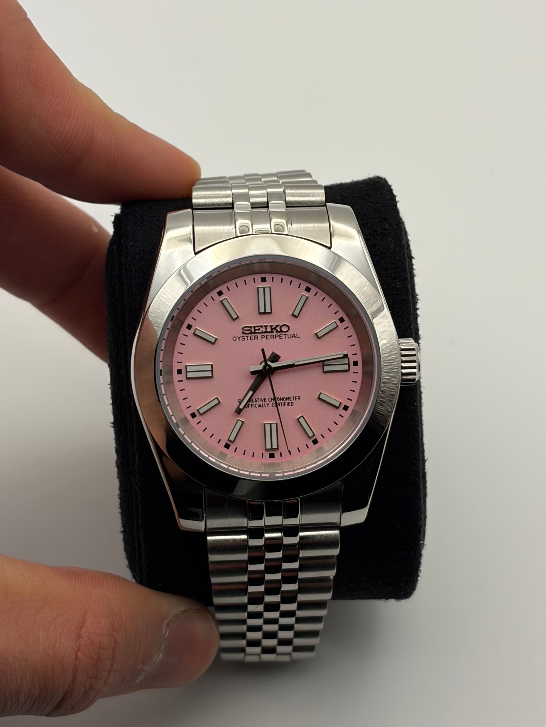 Oyster perpetual Pink Seiko Mod — Détail cadran