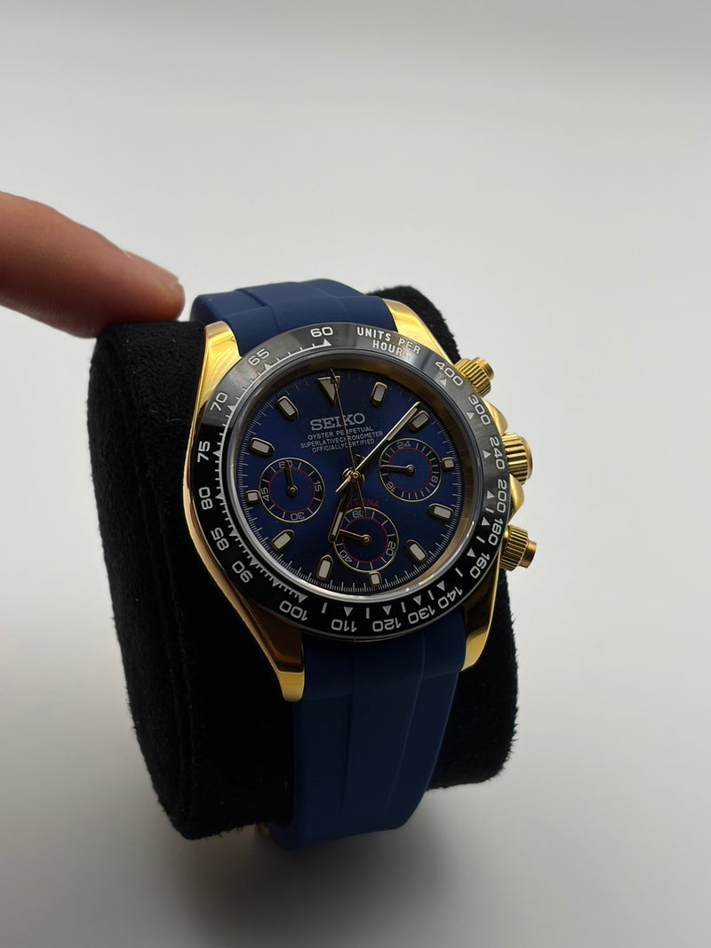 Seiko Mod Daytona Blue & Yellow Gold