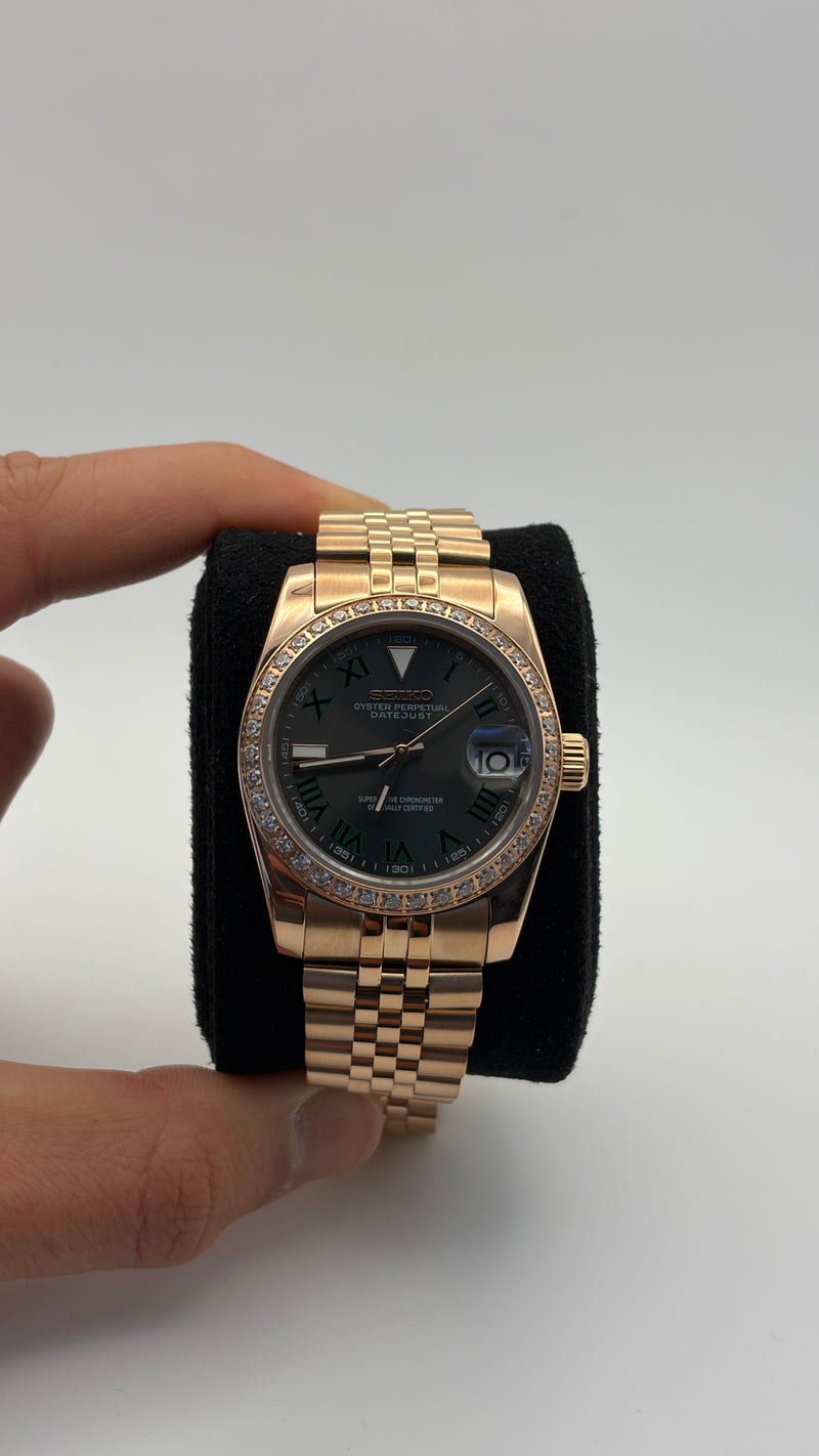 Seiko Mod Datejust Oro Rosa Wimbledon