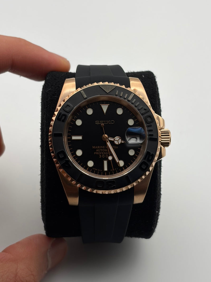 Seiko Mod Yacht Master rose gold oysterflex