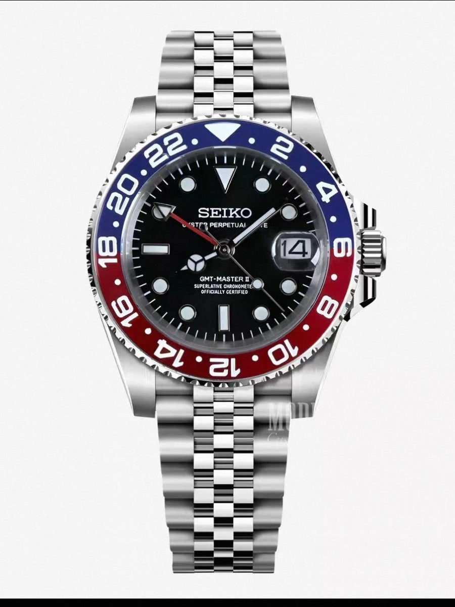 GMT Master II Pepsi Seiko Mod — Vue de face