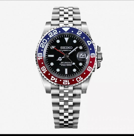 GMT Master II Pepsi Seiko Mod — Vue de face