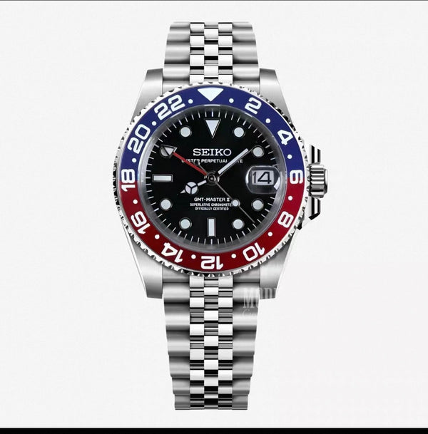 GMT Master II Pepsi Seiko Mod — Vue de face