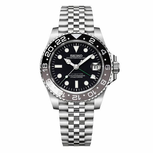 GMT Master II Bruce Wayne Seiko Mod — Vue de face