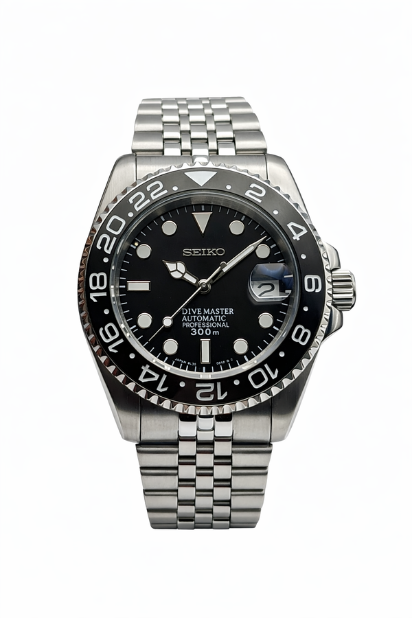 GMT Master II lunette noire Seiko Mod - Vue de face - Seiko Prestige